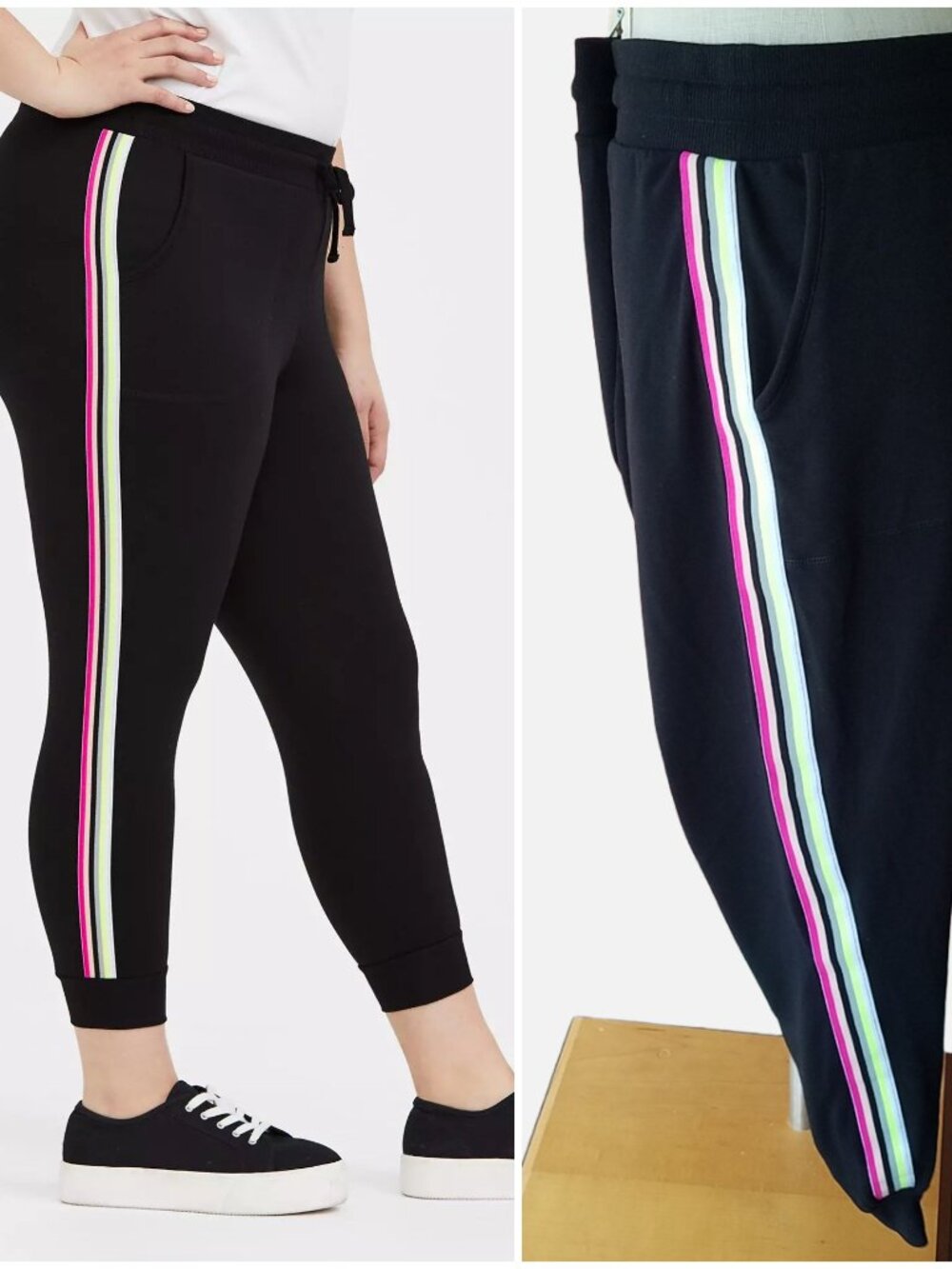 Torrid Crop Classic Fit Active Jogger Deep Black Stripe - 2X